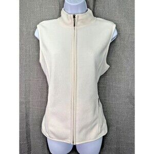 Karen Scott Sport Full Zip Fleece Vest Women's Petite Size PM Off White Cream